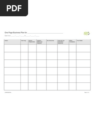 1 Page Business Plan