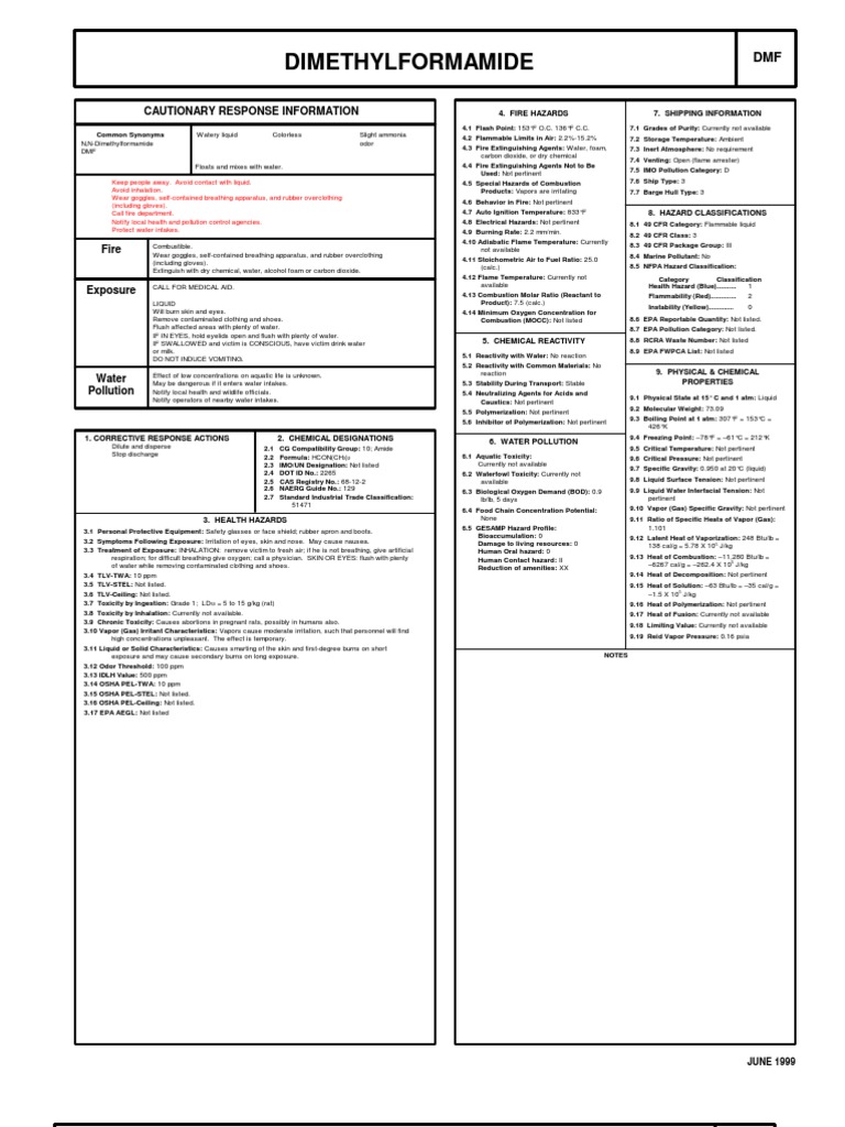 Dimethylformamide Safety Guidelines | PDF | Combustion | Fires
