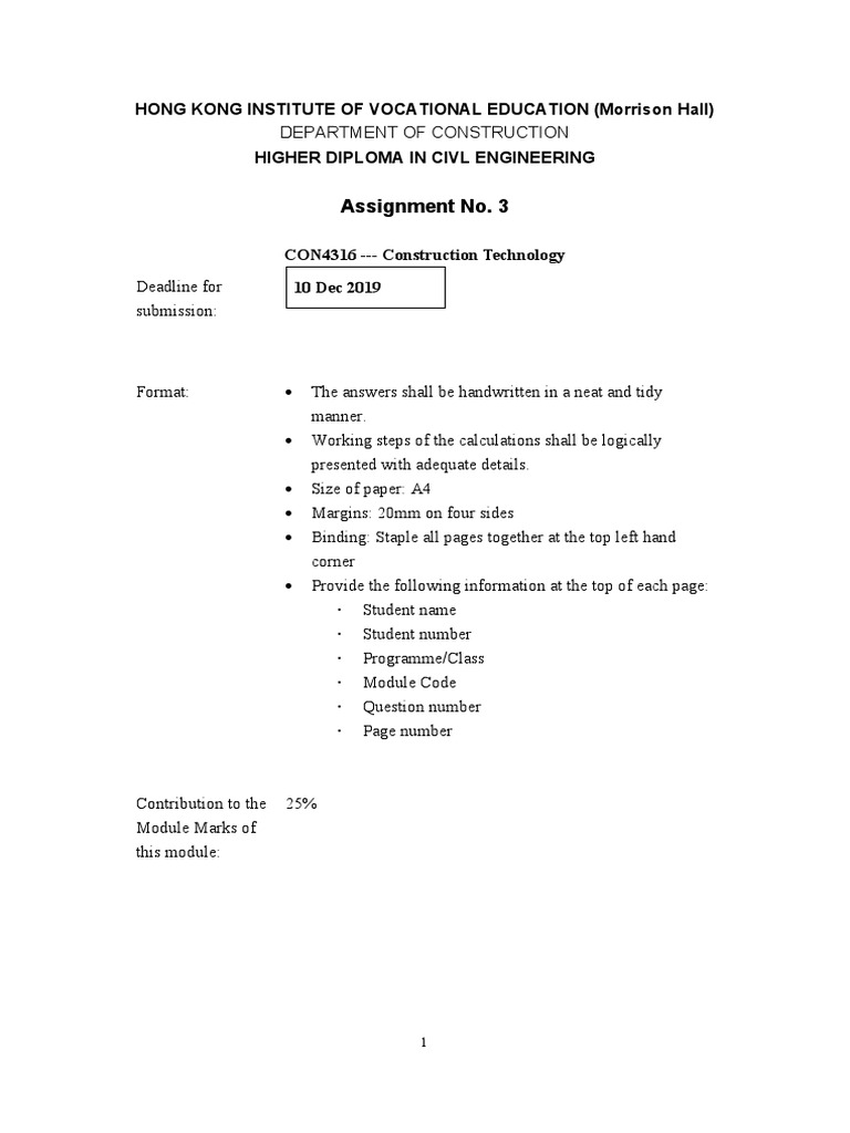 Construction Technology Assignment Guide | PDF | Concrete | Structural ...