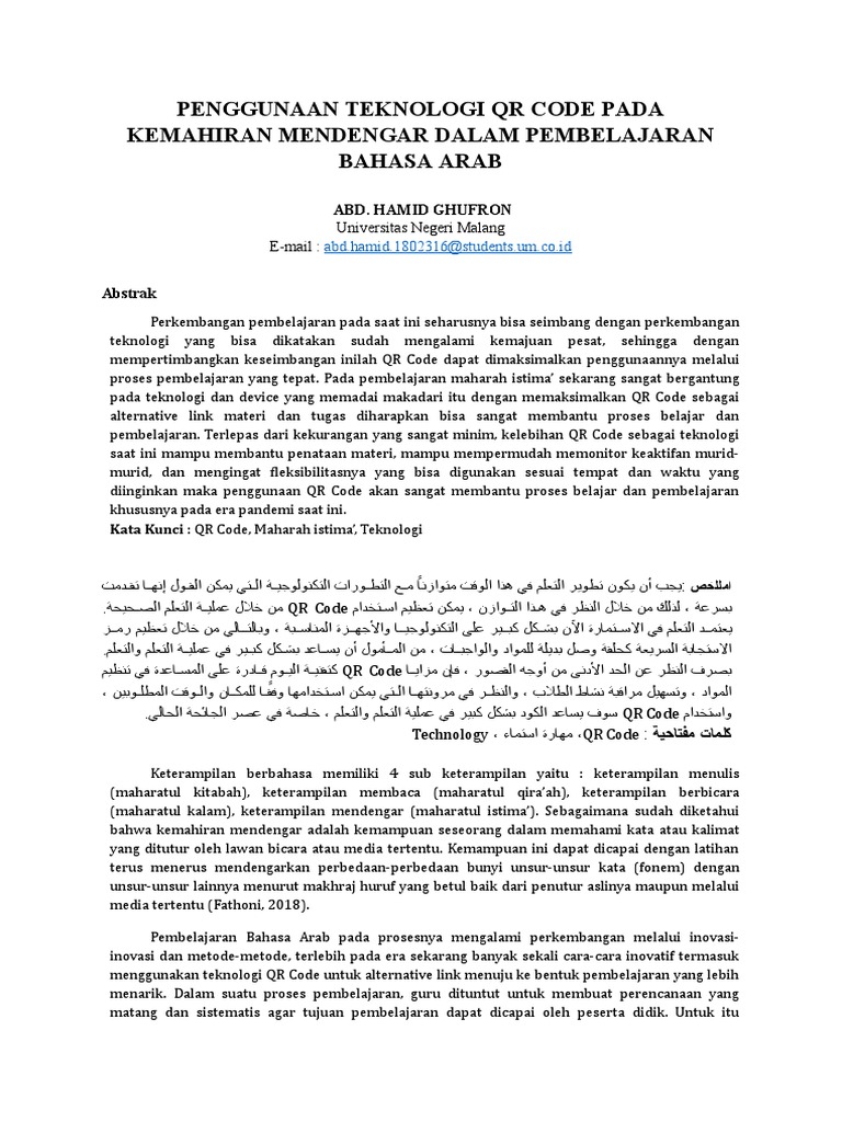 QR Code untuk Kemahiran Mendengar Arab | PDF