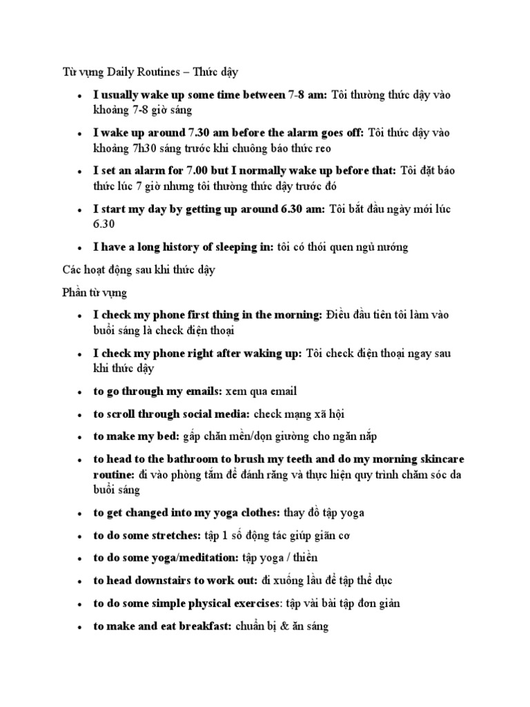 T V NG Daily Routines | PDF