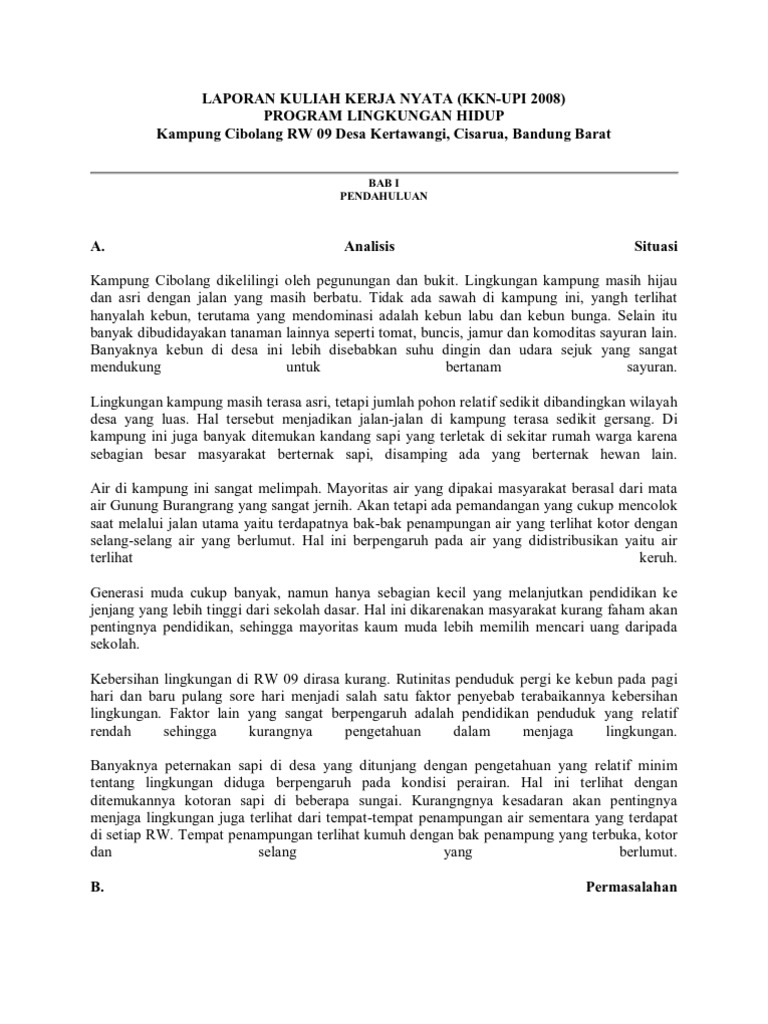 Contoh Laporan Kkn