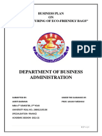 Department of Business Administration: Business Plan ON "Manufacturing of Eco-Friendly Bags"
