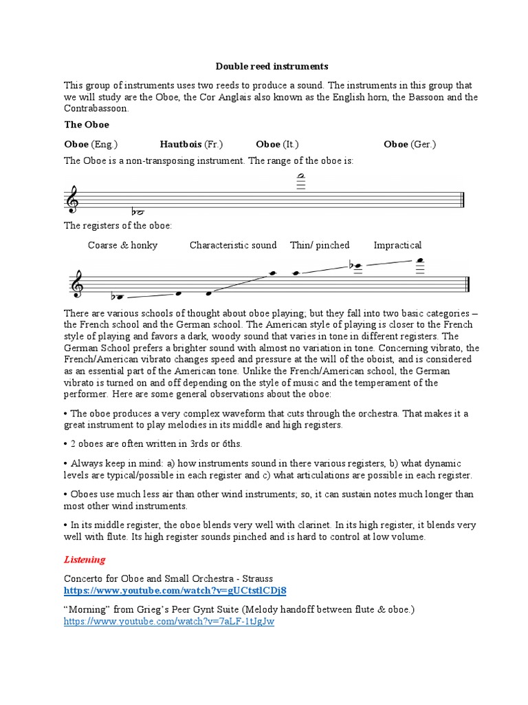 Double Reed Instruments PDF Trombone