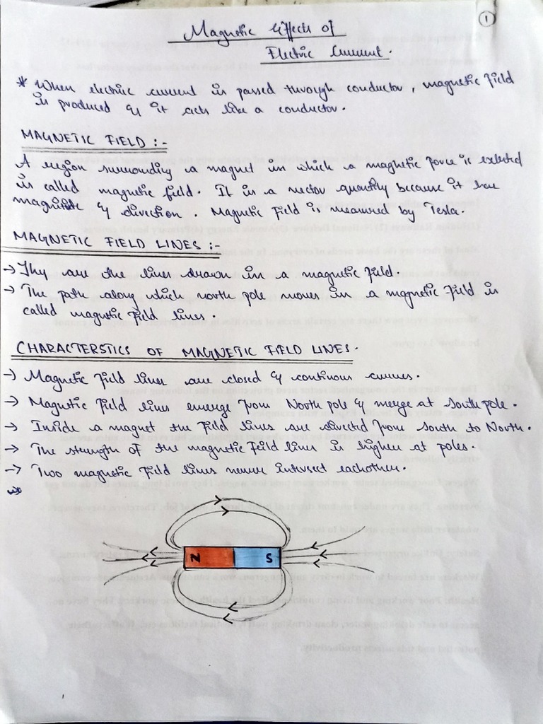 Effects of Electric Current Notes Class 10 PDF