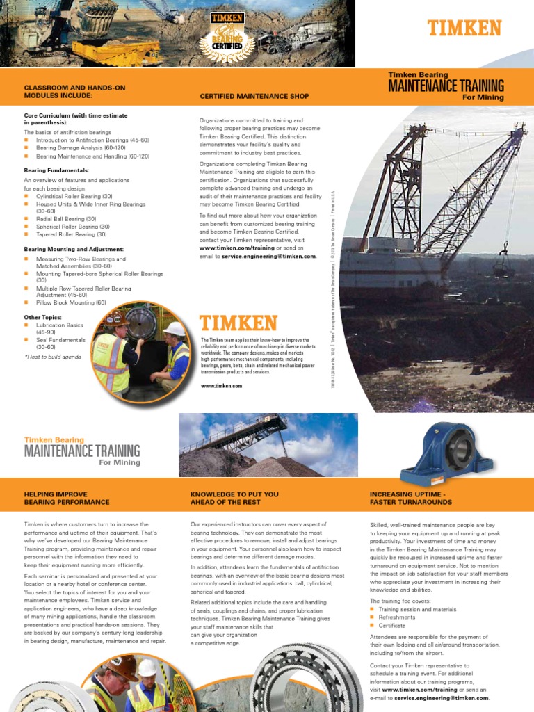 Maintenance Training Timken Bearing For Mining PDF