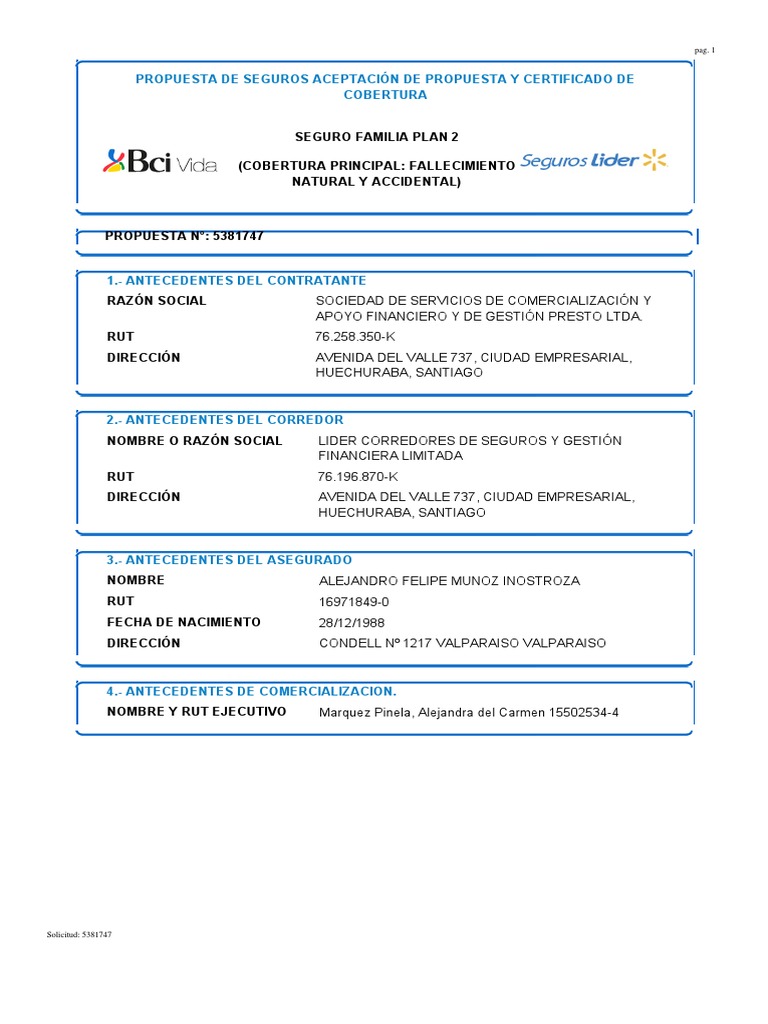 Propuesta de Seguro de Vida Familiar | PDF | Seguro | Póliza de seguros