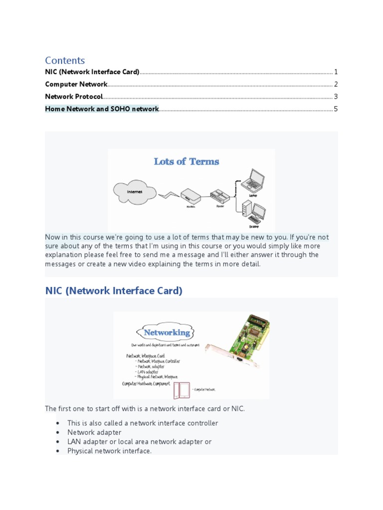 Basic Networking Terms PDF Computer Network Network Interface