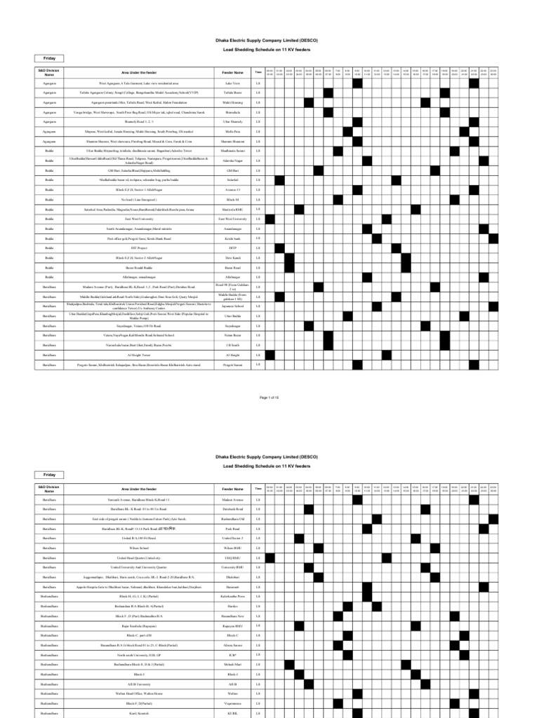 Dhaka Load Shedding Schedule | PDF | Electric Power Distribution ...