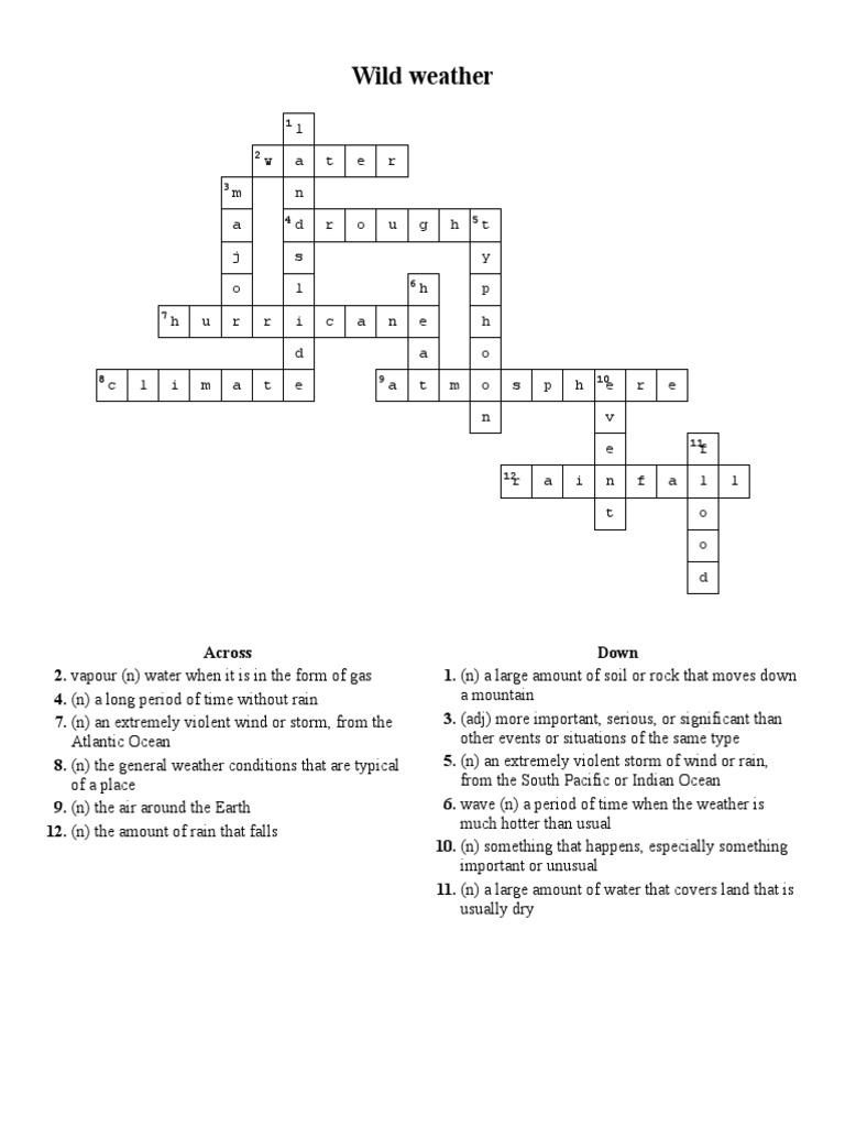 Wild Weather Answer Key PDF Rain Weather