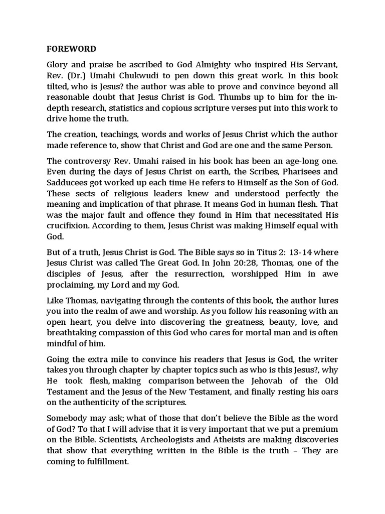 FOREWORD | PDF | Jesus | God