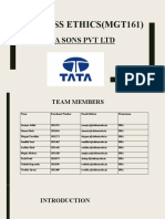 Business Ethics (Mgt161) : Tata Sons PVT LTD