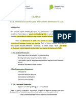 Class 2: CLIL Dimensions and Focuses: The Content Dimension of CLIL