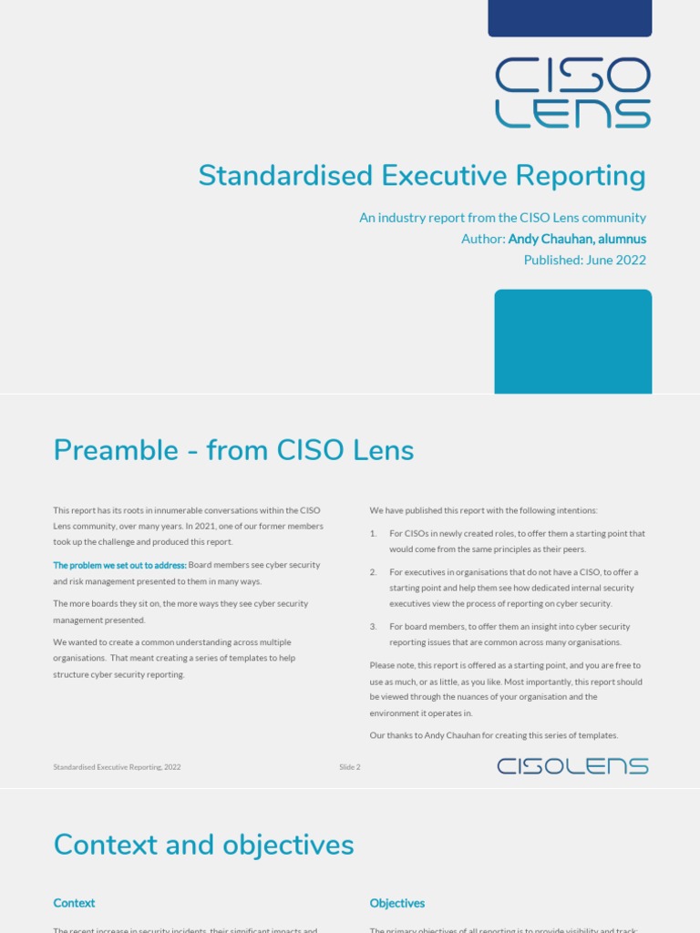 CISO Board Reporting Templates | PDF | Information Security | Risk