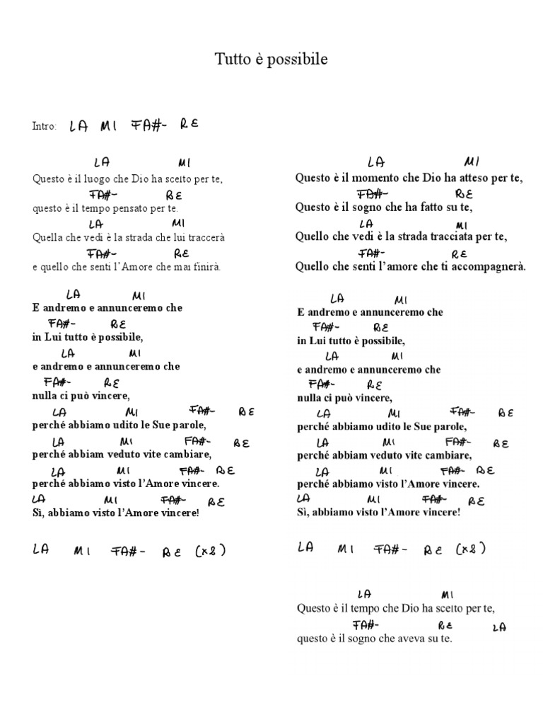 Tutto è Possibile Accordi La Pdf