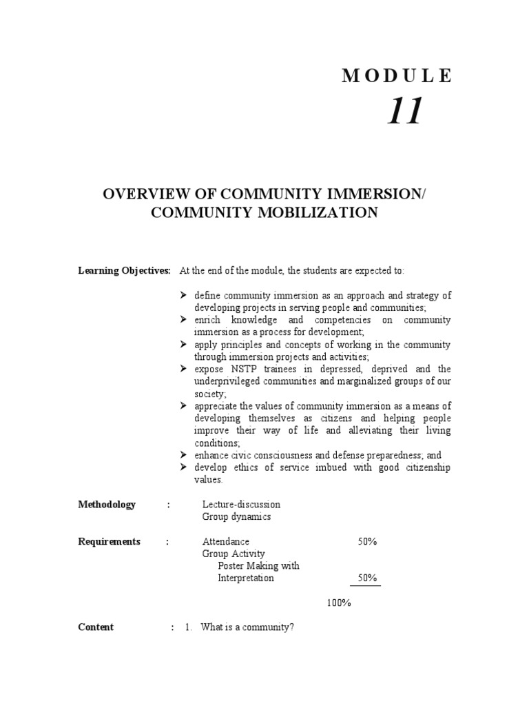Community Immersion Strategies Explained | PDF | Community
