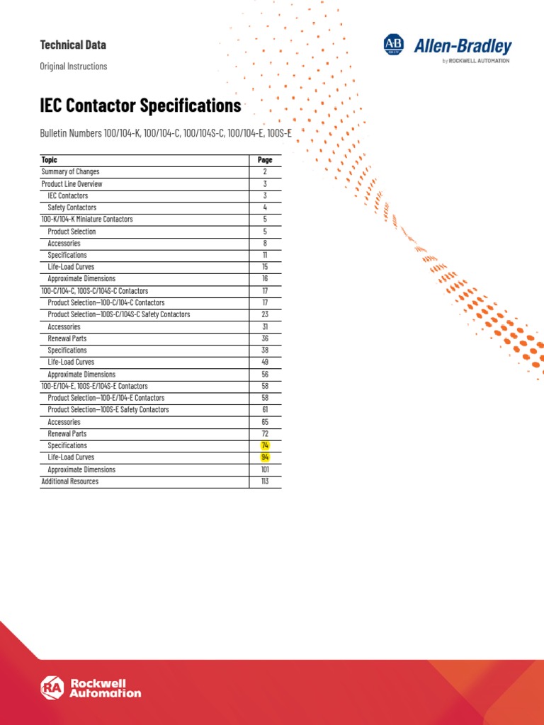 IEC Contactor Specifications: Technical Data, PDF, Mains Electricity