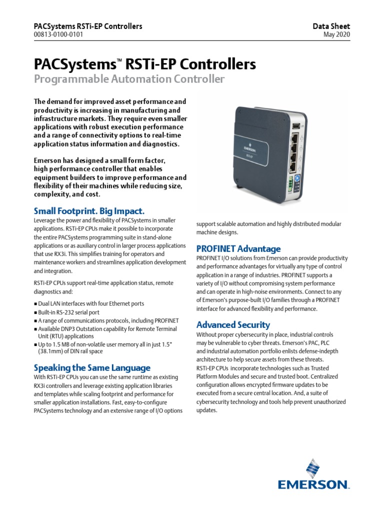 Product Data Sheet Pacsystems Rsti Ep Controllers Emerson en 6869150