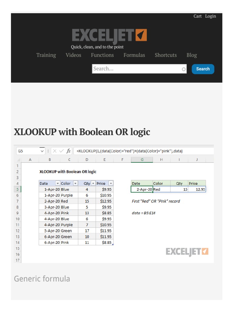 XLOOKUP With Boolean OR Logic Generic Formula PDF Database Index