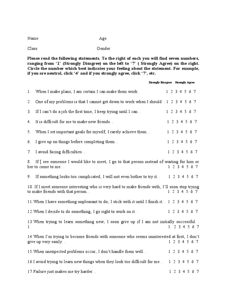 Self Efficacy Scale | PDF | Psychology | Psychological Concepts