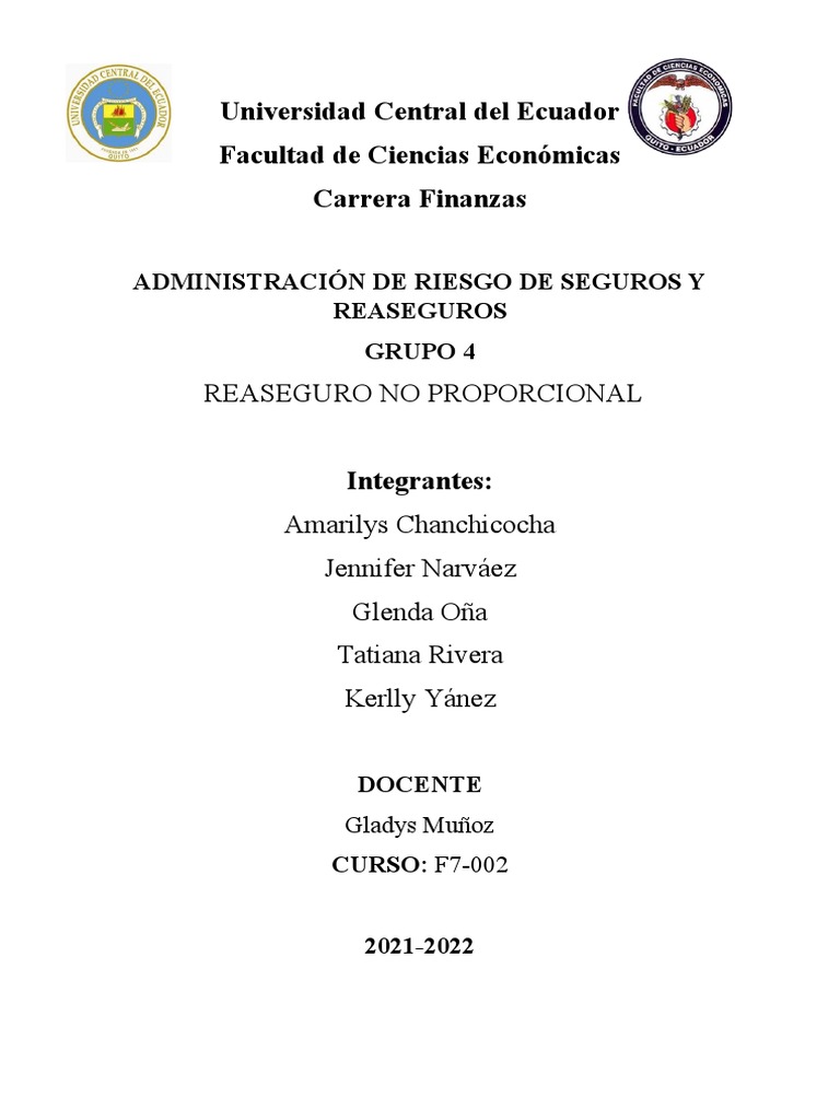 Reaseguro No Proporcional: Claves y Tipos | PDF | Reaseguro | Seguro