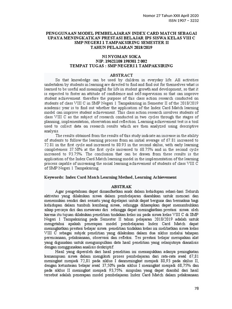 Jurnal model pembelajaran pdf learning action research