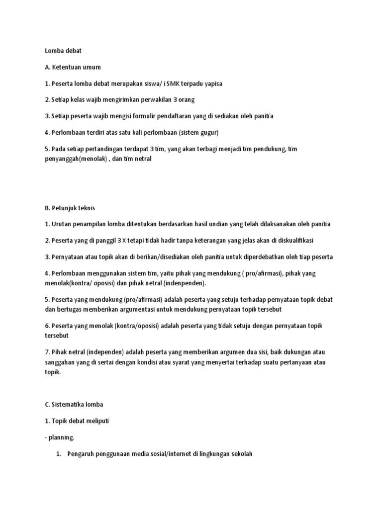 Peraturan Debat Smk Yapisa Pdf