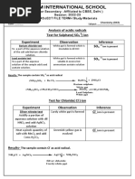 Zoom International School: Analysis of Acidic Radicals Test For Sulphate (SO) Ion Experiment Observation Inference SO