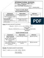 Zoom International School: Analysis of Acidic Radicals Test For Sulphate (SO) Ion Experiment Observation Inference SO