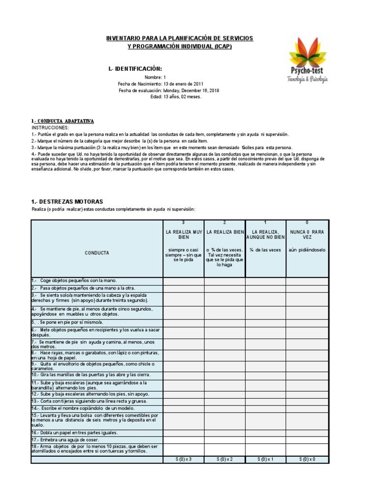 Inventario ICAP para Planificación de Servicios | PDF