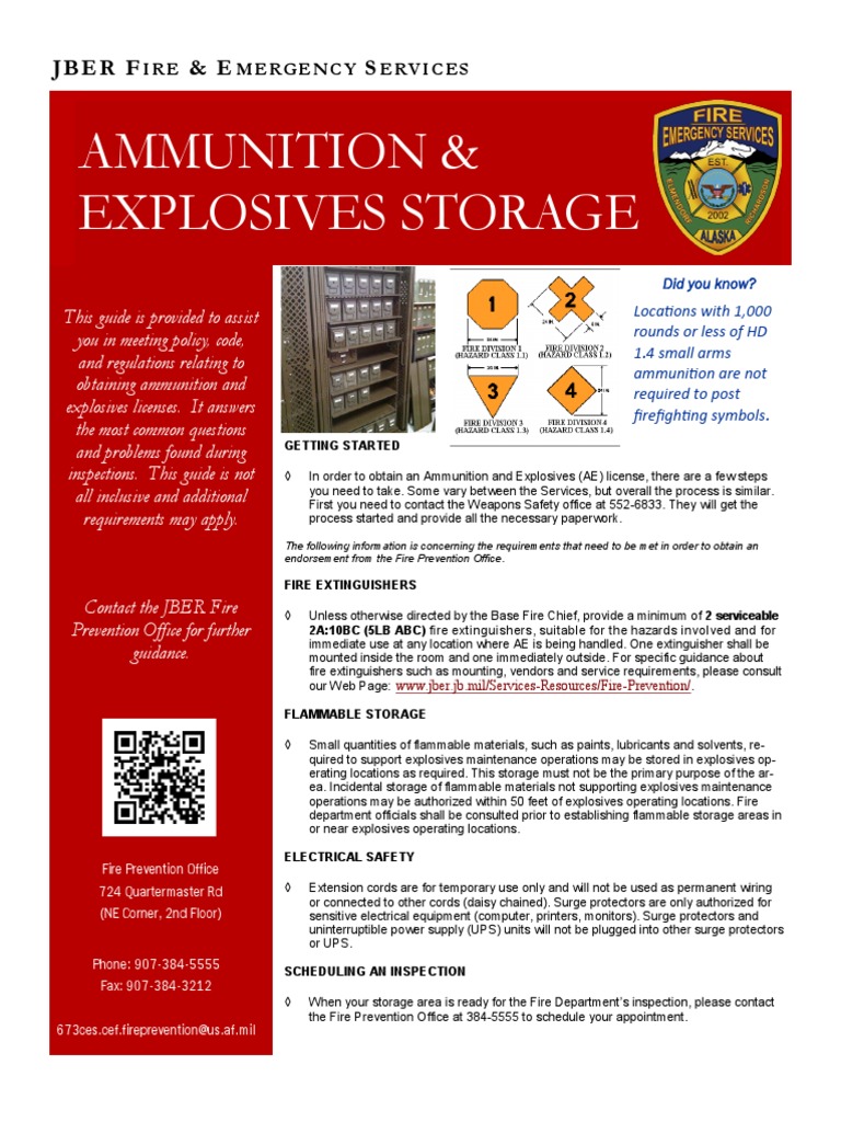 Ammunition & Explosives Storage: Jber F & E S | PDF | Ammunition ...
