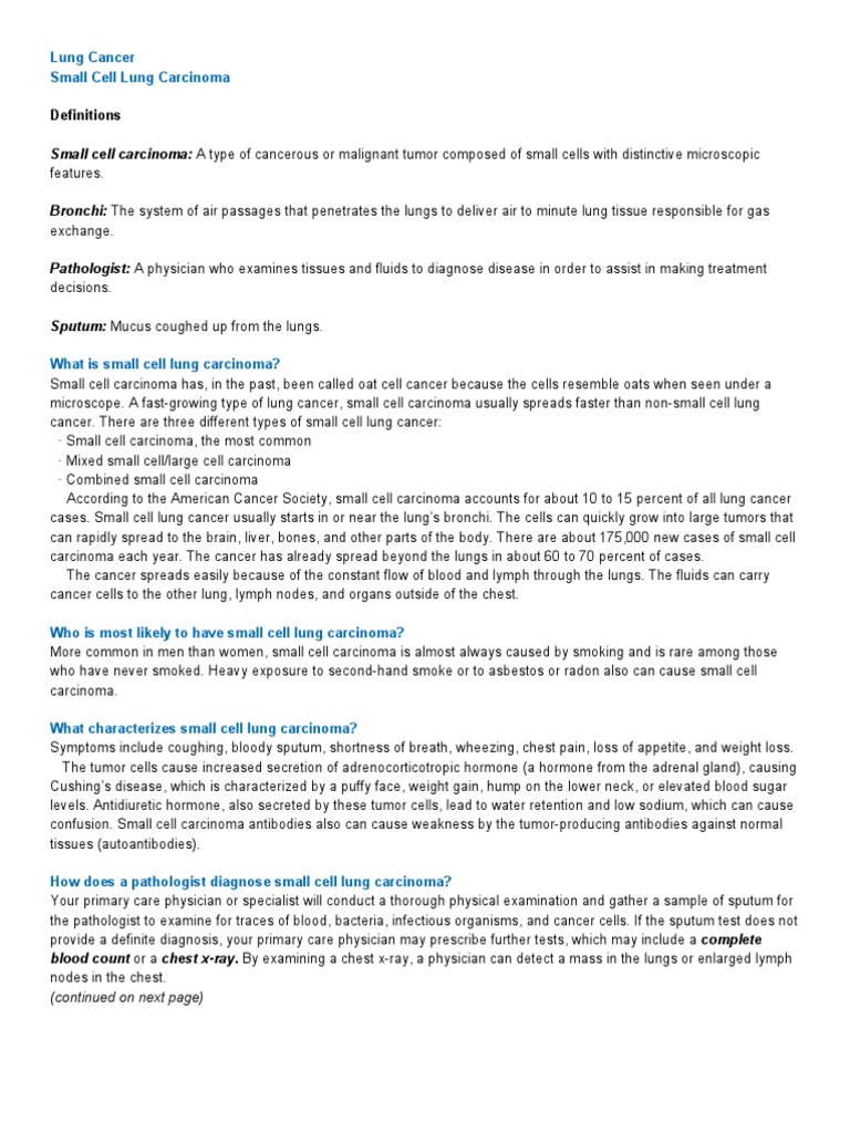 Small Cell Lung Cancer Guide | PDF | Self-Improvement