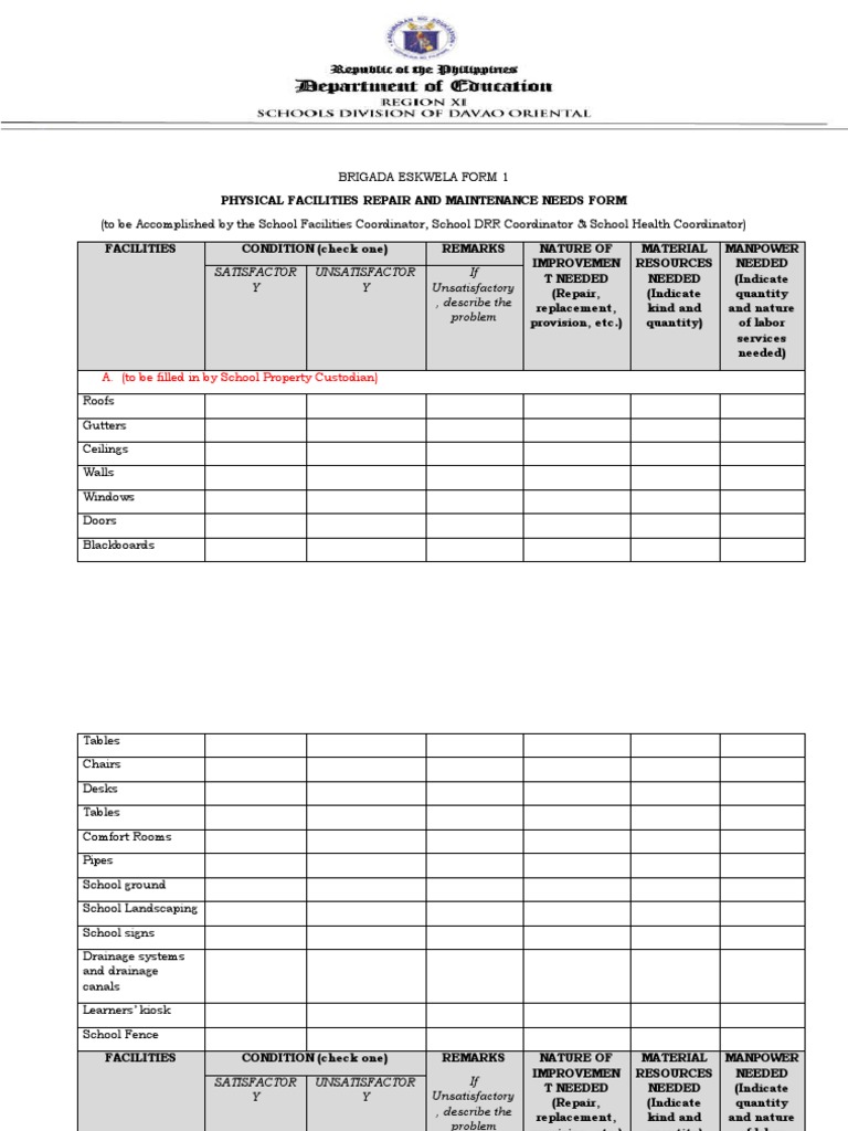 Brigada Eskwela Forms 1-7 Overview | PDF | Non Governmental ...