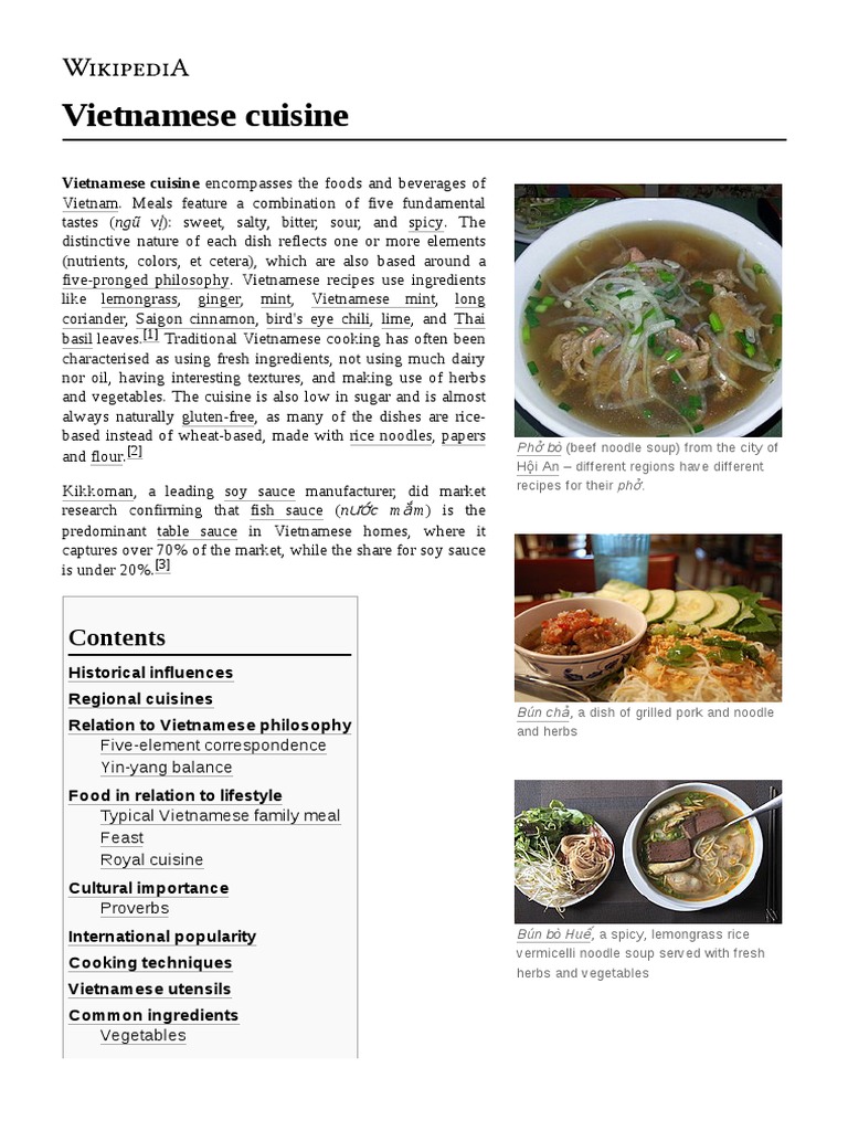 Vietnamese Cuisine | PDF | Vietnamese Cuisine | Chinese Cuisine