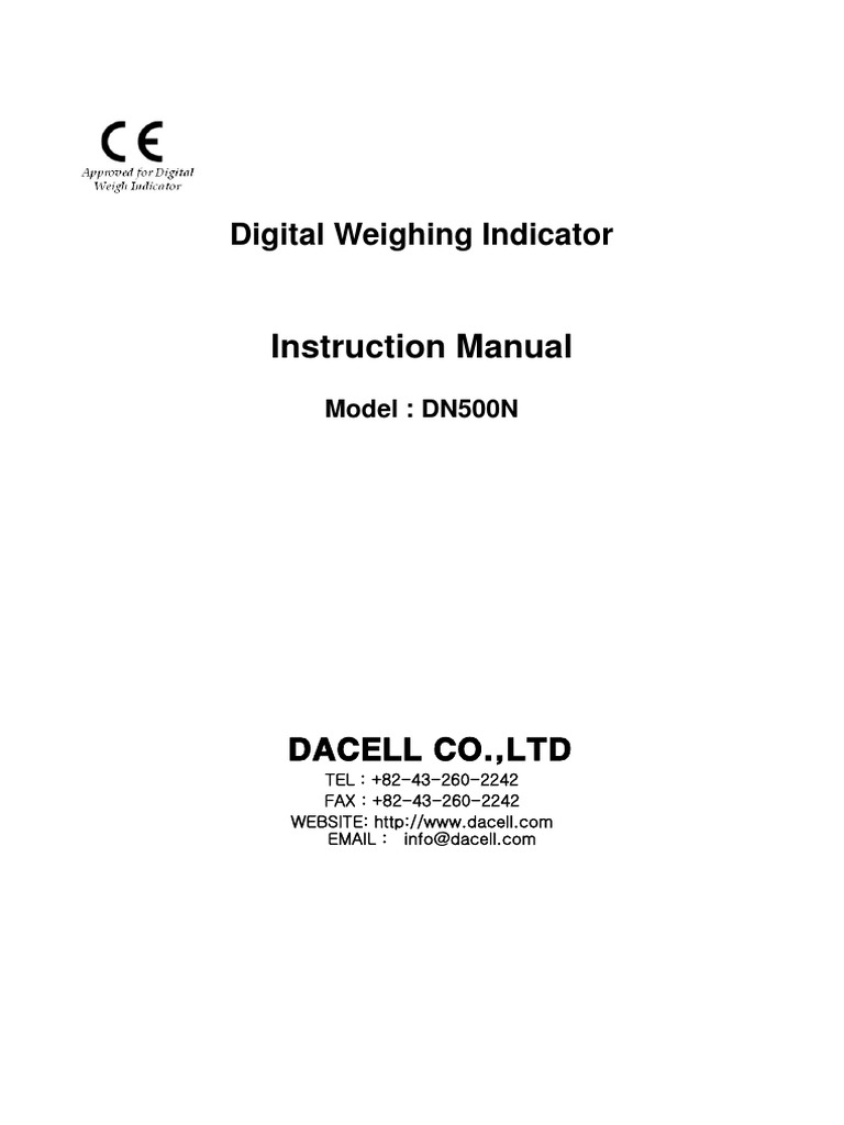 DN500N Digital Weighing Indicator Manual | PDF | Ascii | Analog To ...