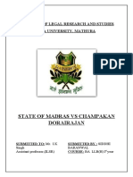 State of Madras Vs Champakan Dorairajan: Institute of Legal Research and Studies Gla University, Mathura