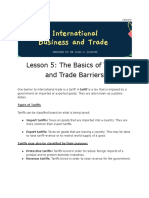 Lesson 5 - The Basics of Tariffs and Trade Barriers