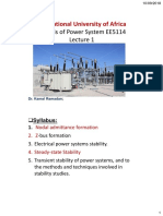 Analysis of Power System EE5114: International University of Africa