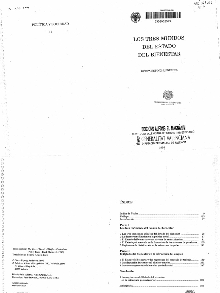 ESPINGANDERSEN, Gøsta. (1993). Los tres mundos del Estado de Bienestar