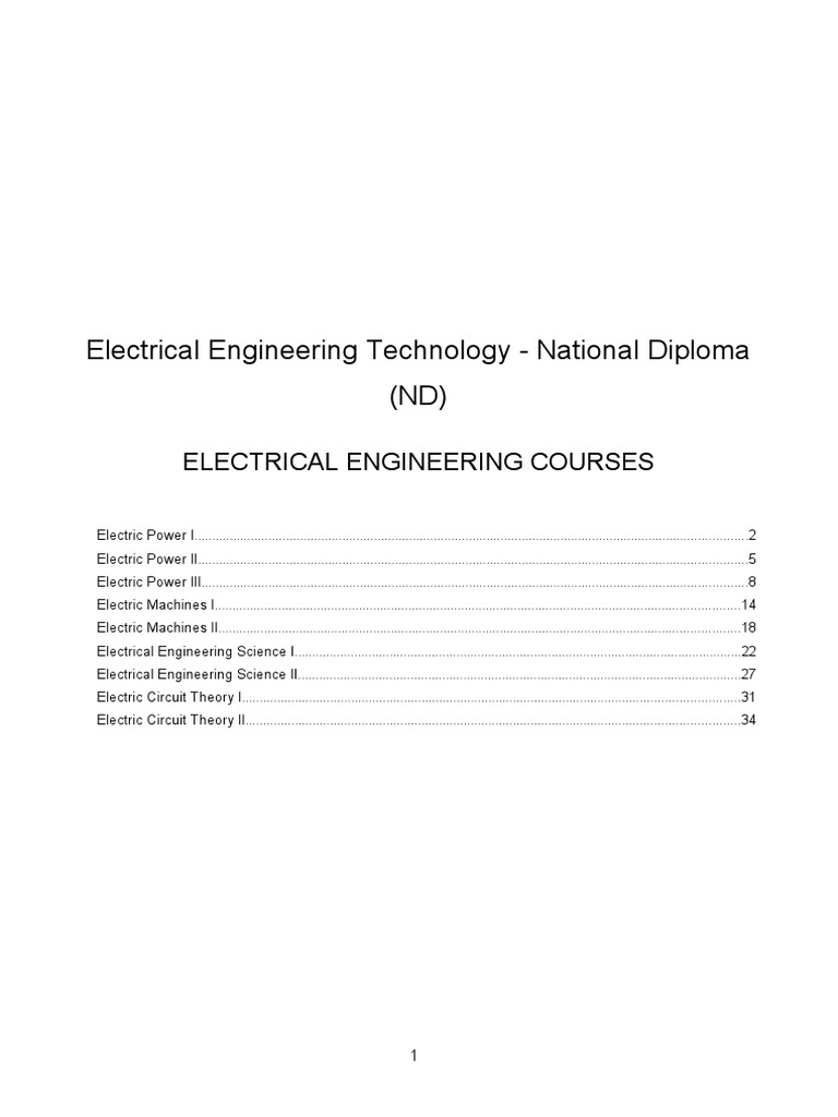 Electrical Engineering Technology - National Diploma (ND) | PDF ...