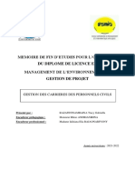 Memoire de Fin D'Etudes Pour L'Obtention Du Diplome de Licence en Management de L'Environnement Et Gestion de Projet