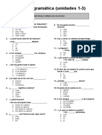 Test de Gramática (Unidades 1-3) - Español para Extranjeros A2.1