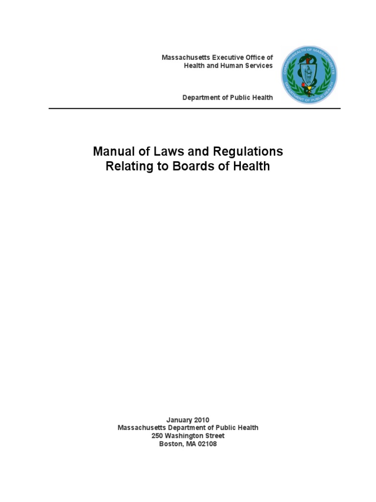 Manual of Laws and Regulations Relating To Boards of Health PDF U.S