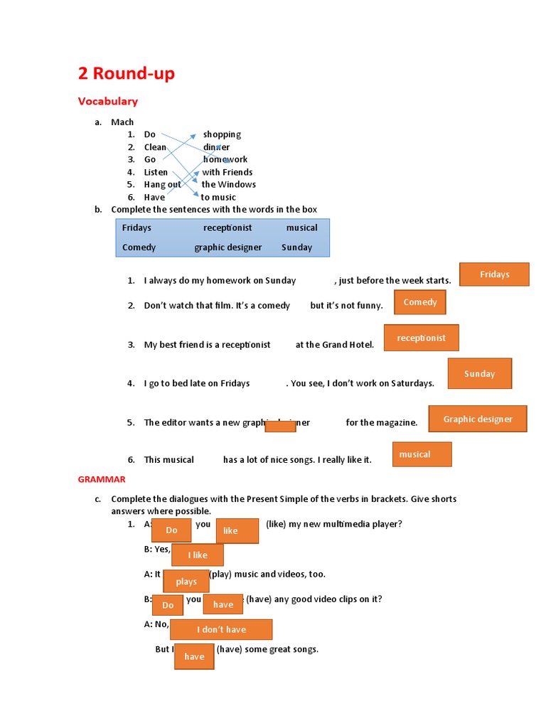 Round-Up 2 Vocabulary and Grammar Guide | PDF | Languages | Foreign ...
