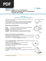 UNIDAD 5. Ángulos en La Circunferencia Relaciones Métricas de La Circunferencia Teorema de Euclides