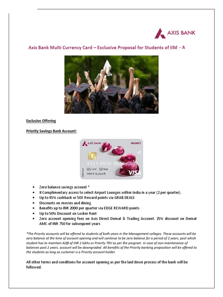 Axis Bank Multi Currency Card Exclusive Proposal For Students of Iim