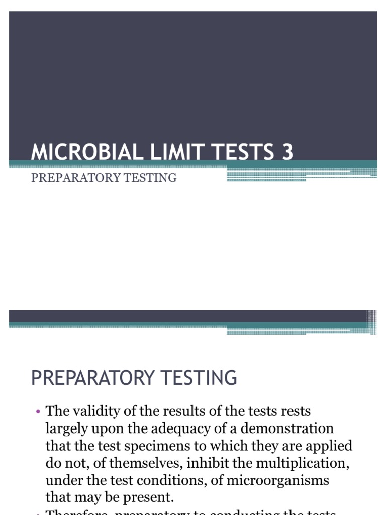 Microbial Limit Tests 3 PDF Growth Medium Microbiology