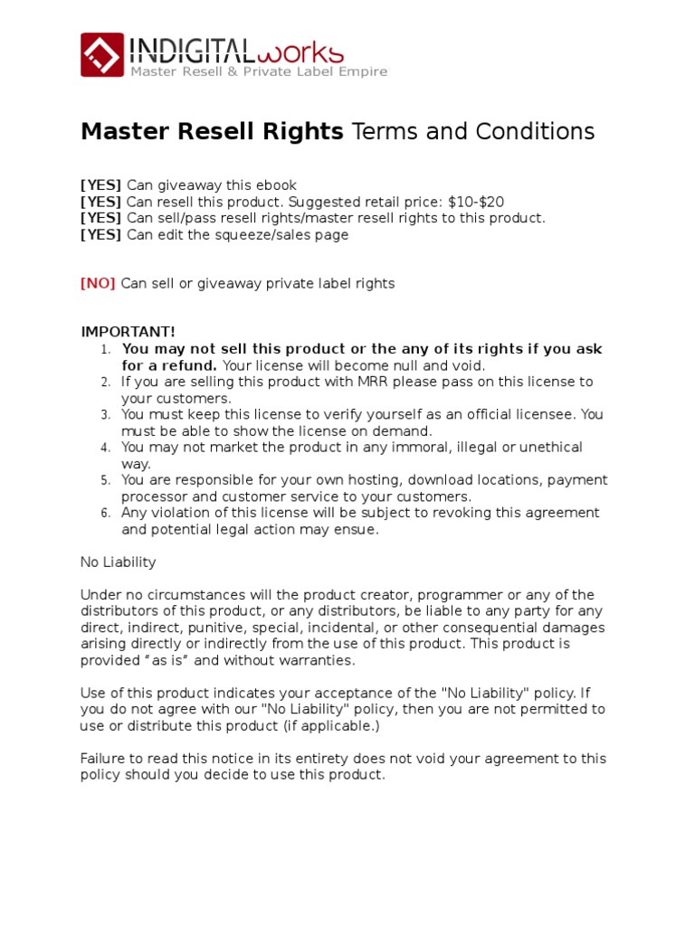 Master Resell Rights Guide | PDF | Business | Finance & Money Management