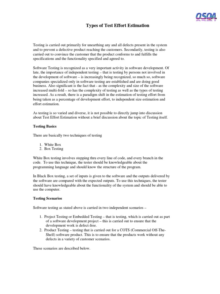test-effort-estimation-approches-pdf-software-testing-unit-testing