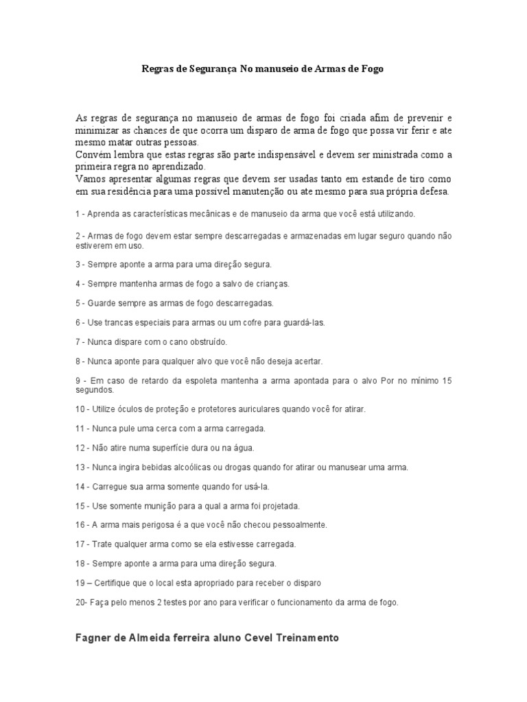 Regras de Segurança No Manuseio de Armas de Fogo | PDF, image size:768x1024